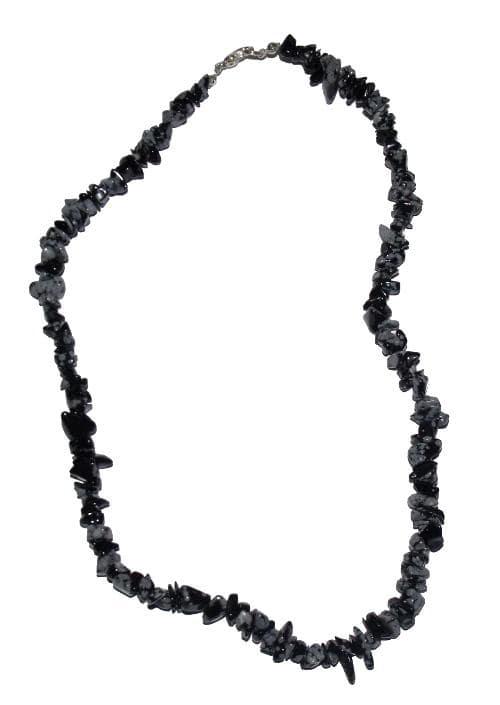 collier obsidienne neige baroque