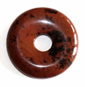 pendentif donut pi chinois obsidienne acajou