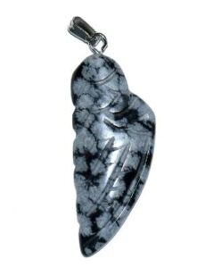 pendentif aile d'ange obsidienne neige