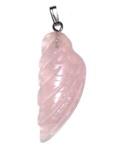 pendentif quartz rose aile d'ange