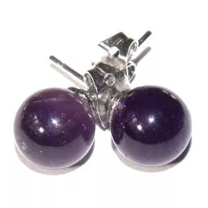 boucles d'oreilles amétyste boule clou