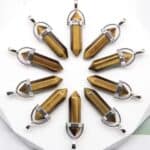 Pendentif Double Pointe Œil de Tigre Naturel