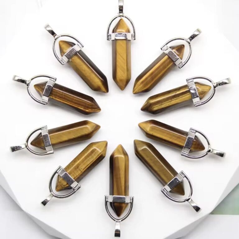 Pendentif Double Pointe Œil de Tigre Naturel