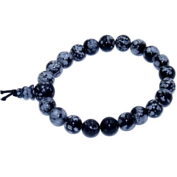 bracelet mala obsidienne neige