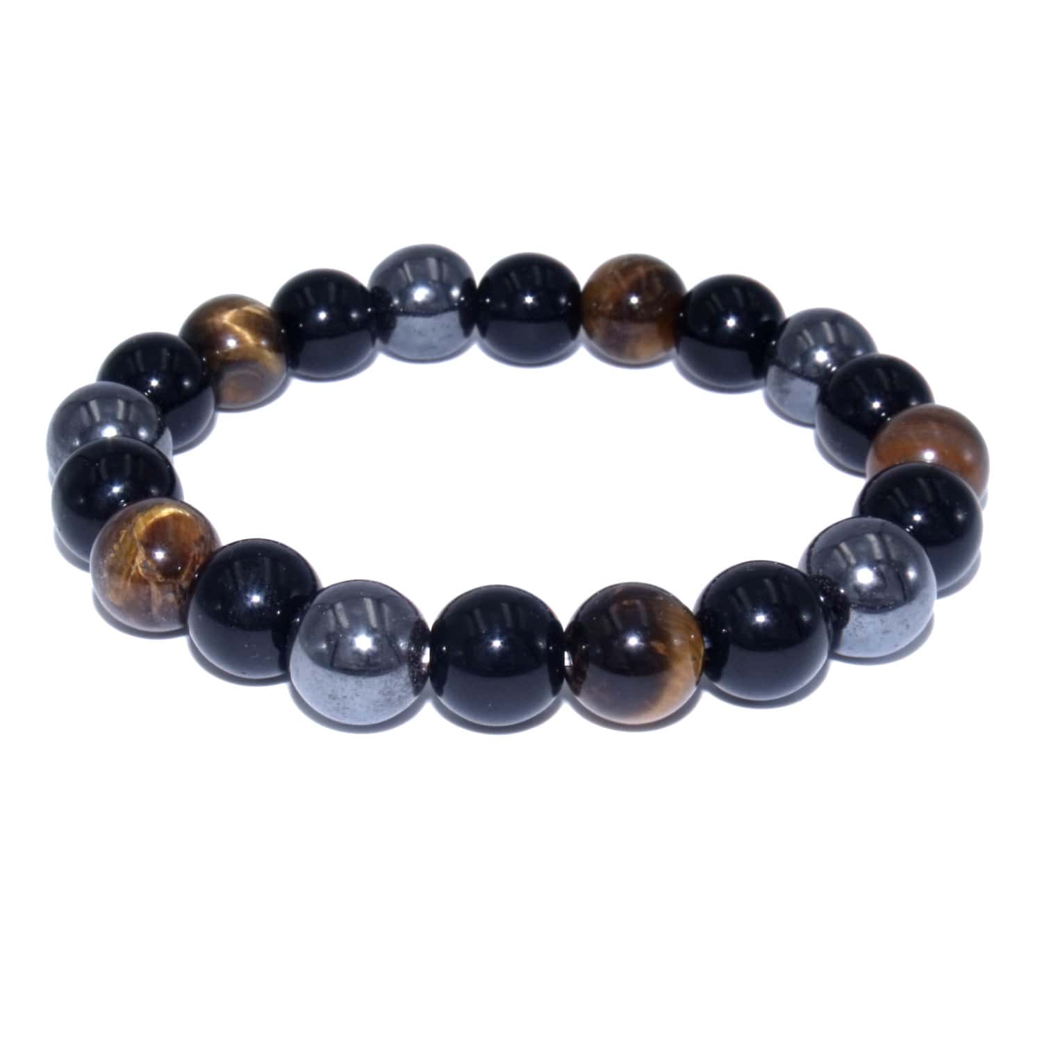 Bracelet protection Oeil de tigre, Obsidienne, Hématite