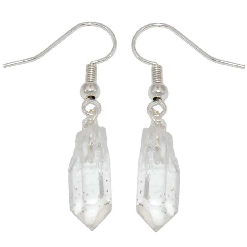 boucles d'oreilles cristal de roche pointe