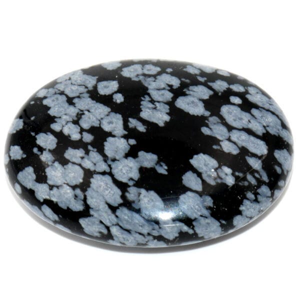 galet obsidienne neige pierre polie plate