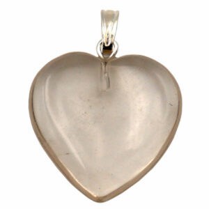 pendentif coeur en pierre de quartz fumé