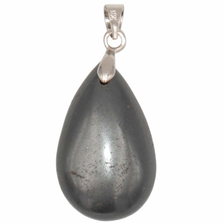 pendentif hématite en forme de goutte en pierre