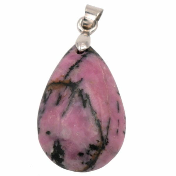 pendentif rhodonite en forme de goutte en pierre