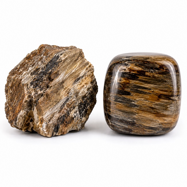 Bois Fossile Naturel – Pierre de l’Ancrage et de la Sagesse Ancienne