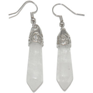 boucles d'oreilles en cristal de roche pierre taillée en pointe