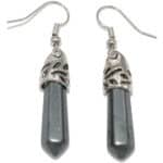 boucles d'oreilles en hématite pierre taillée en pointe