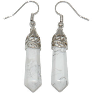 boucles d'oreilles en howlite pierre taillée en pointe