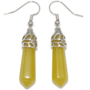 boucles d'oreilles en jade pierre taillée en pointe