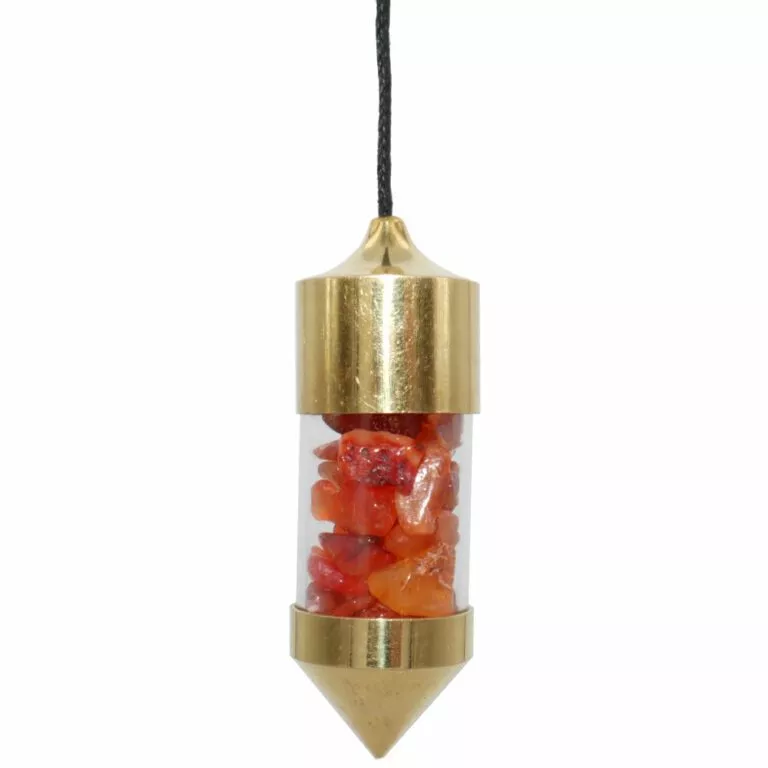 pendule cornaline pierres verre laiton témoin