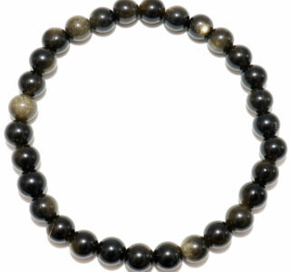 bracelet boule obsidienne dorée