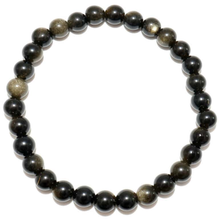 bracelet boule obsidienne dorée