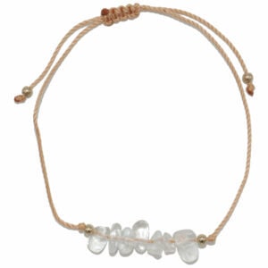 bracelet cristal de roche pierre sur cordon