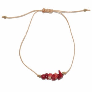 bracelet reglage pierre d'agate rouge