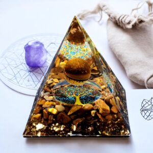 Pyramide Orgonite Œil de Tigre