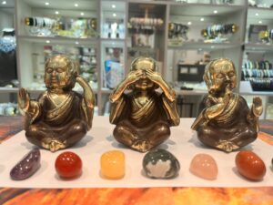 Trio de Bouddhas en Bronze – Artisanat de Bali