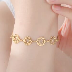 bracelet sept chakras acier inoxydable