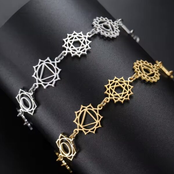 bracelet sept chakras acier inoxydable