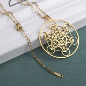 Pendentif Métatron en acier inoxydable doré – Protection et énergie divine
