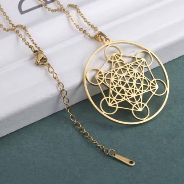 Pendentif Métatron en acier inoxydable doré – Protection et énergie divine