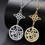 Pendentif protection tetragramaton et nœud de sorcière