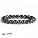 Bracelet made of 10mm black glossy beads arranged in a circle.