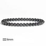 Double-loop bracelet made of glossy black 6mm beads (hematite) on a white background.