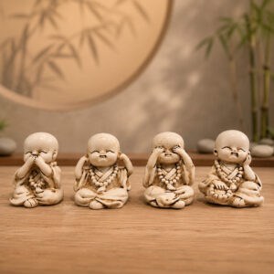 Set de 4 Petits Moines de la Sagesse – Décoration Zen
