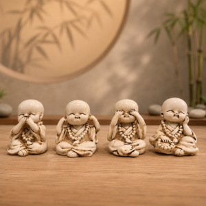 Set de 4 Petits Moines de la Sagesse – Décoration Zen